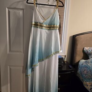 Greek GODDESS HALLOWEEN costume Elegant White and Gold Asymmetrical Dress